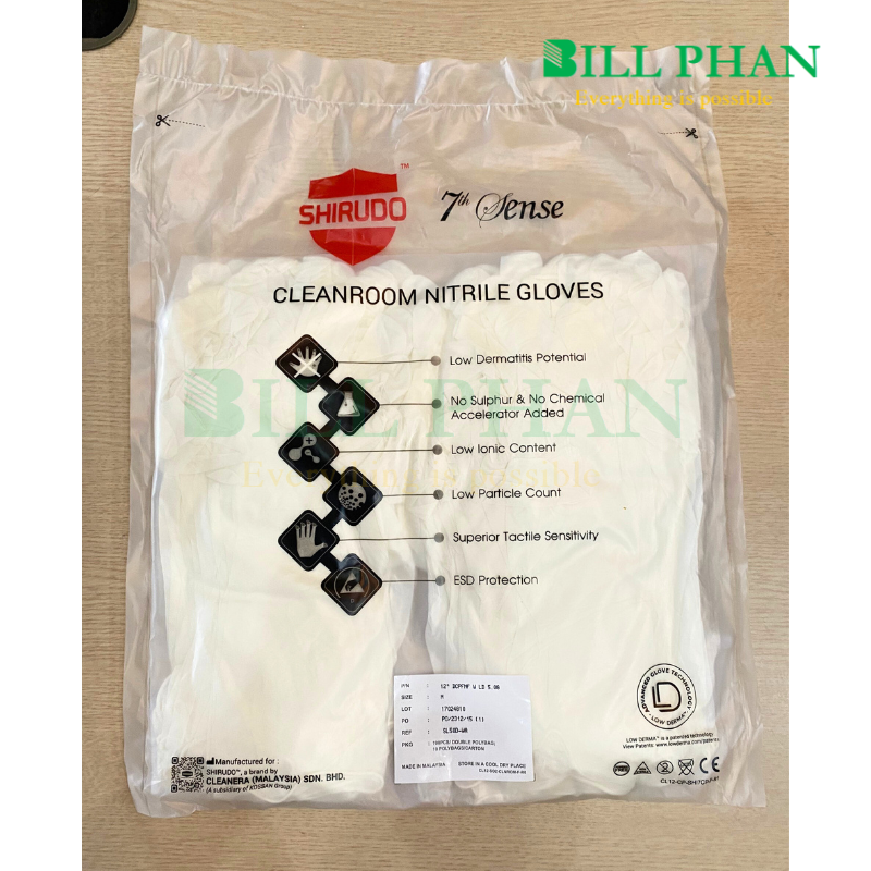 Bao tay Shirudo Nitrile 12 inch - Cleanroom nitrile gloves